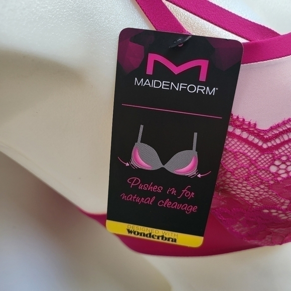 Maidenform 36B Love The Lift Plunging Push-up Bra - #9900 - Hot Pink - NWT - Picture 4 of 12